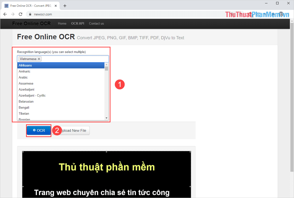 Bạn cần chuyển sang tiếng Việt (Vietnamese) để OCR phát huy tối đa hiệu quả