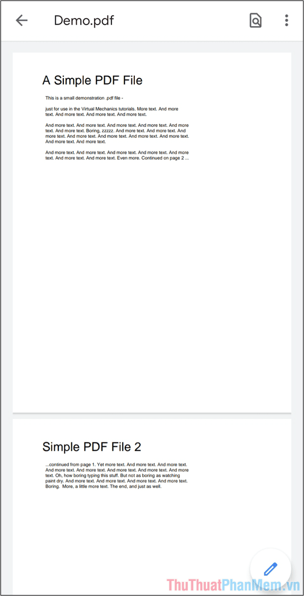 Bạn đã mở được file PDF trên hệ điều hành Android thông qua ứng dụng Trình xem PDF của Google
