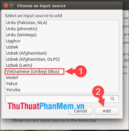 Bạn tìm đến dòng Vietnamese (Unikey) (iBus)