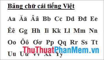 Bảng chữ cái tiếng Việt chuẩn của Bộ Giáo dục và Đào tạo
