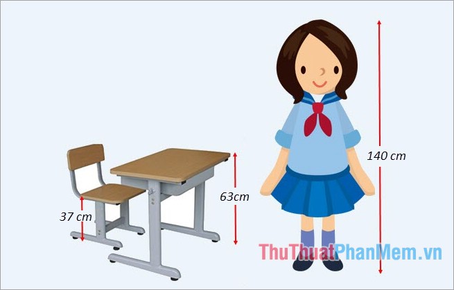 Bảng tiêu chuẩn kích thước bàn ghế học sinh