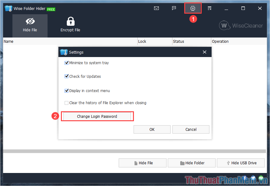 Chọn Change login password để nhập bộ mật khẩu mới