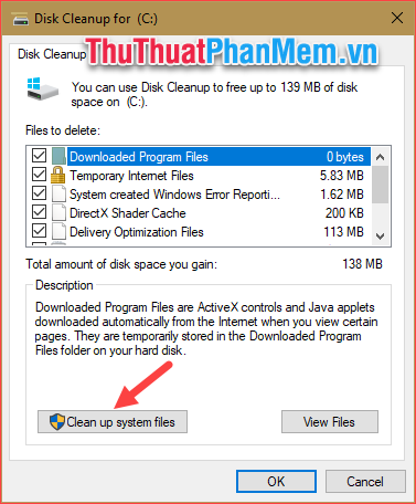 Chọn Clean up system files