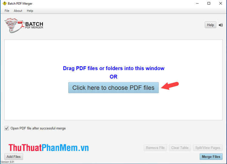 Chọn Click here to choose PDF files