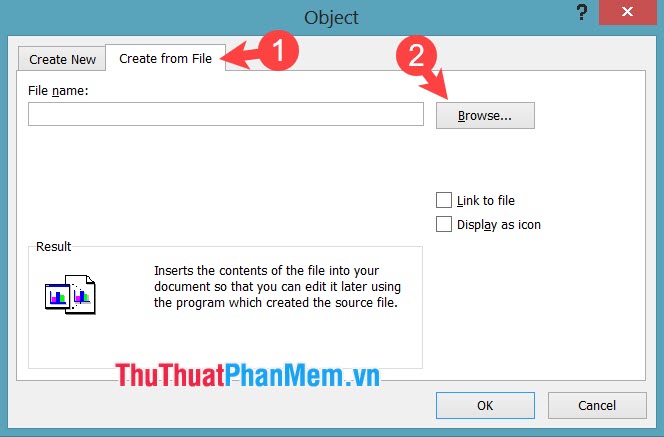 Chọn Create from file rồi nhấn Browse