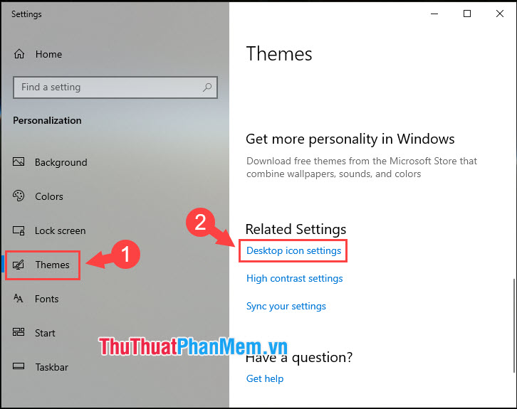 Chọn Desktop icon settings