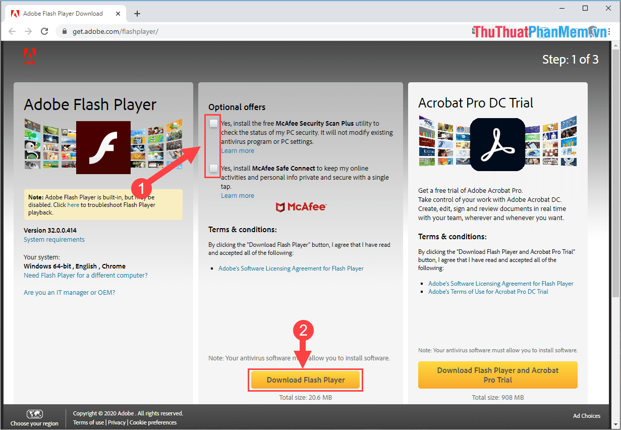 Chọn Download Flash Player để tải phần mềm về máy