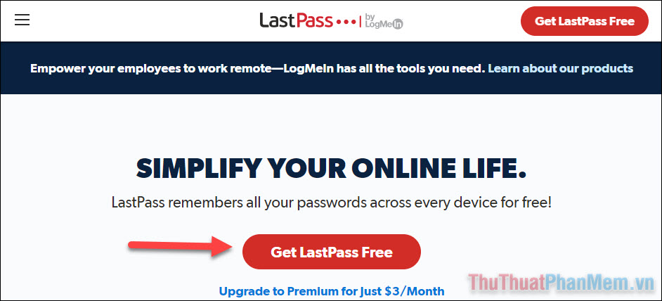 Chọn Get LastPass Free