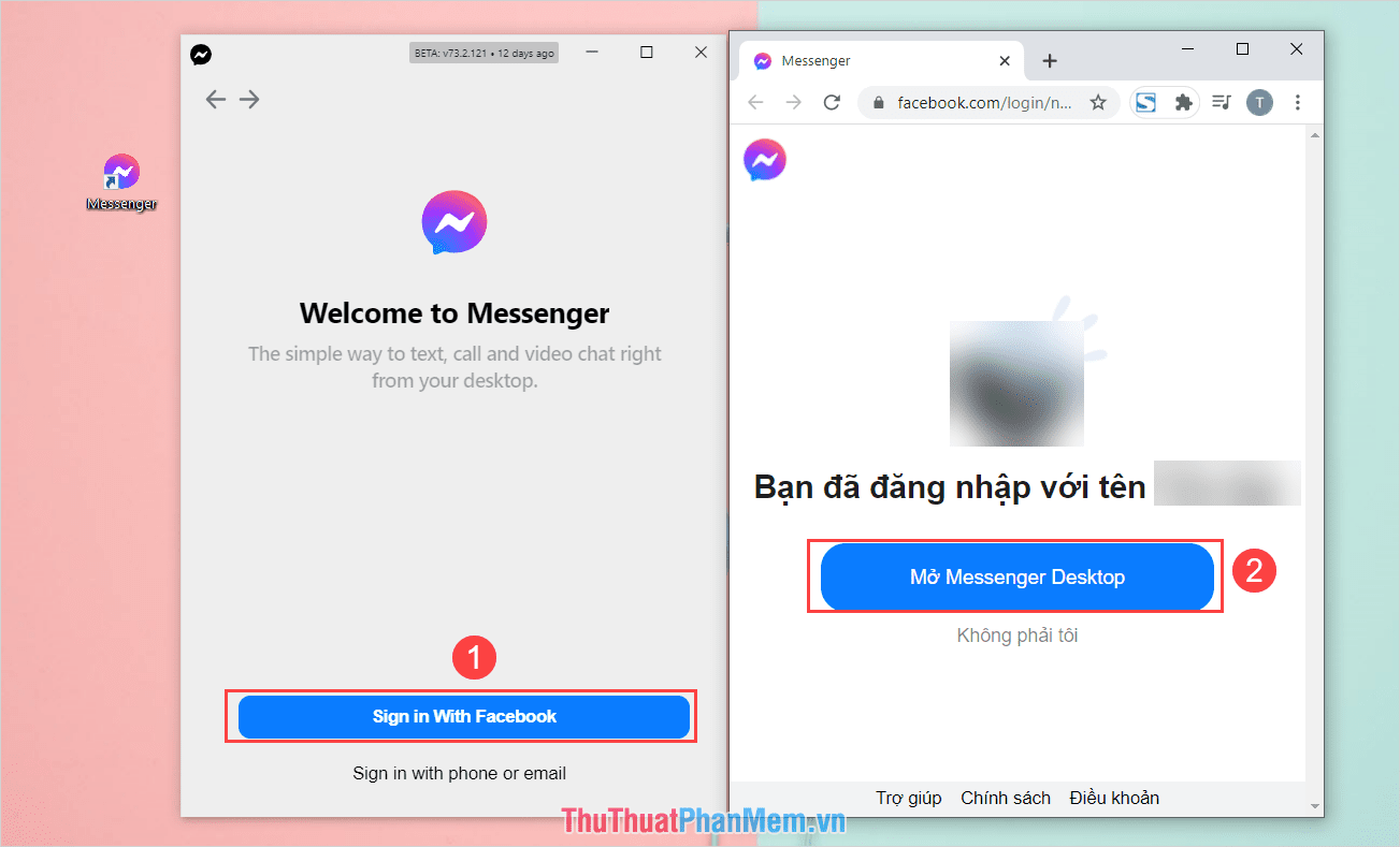 Chọn Mở Messenger Desktop
