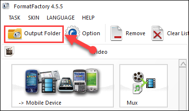 Chọn Output Folder để đến thư mục chứa video đã ghép