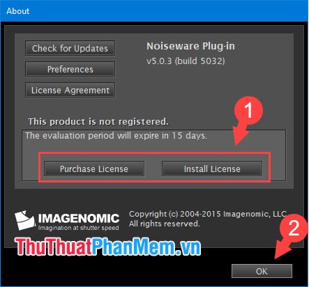 Chọn Purchase License hoặc Install License