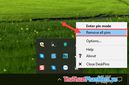 Chọn Remove all pins