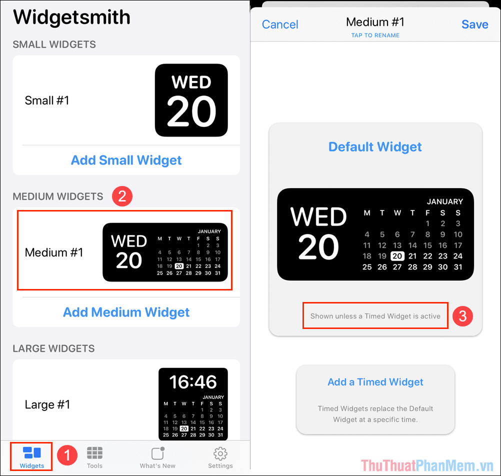 Chọn Shown unless a Timed Widget is active
