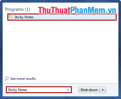 Chọn Sticky Notes