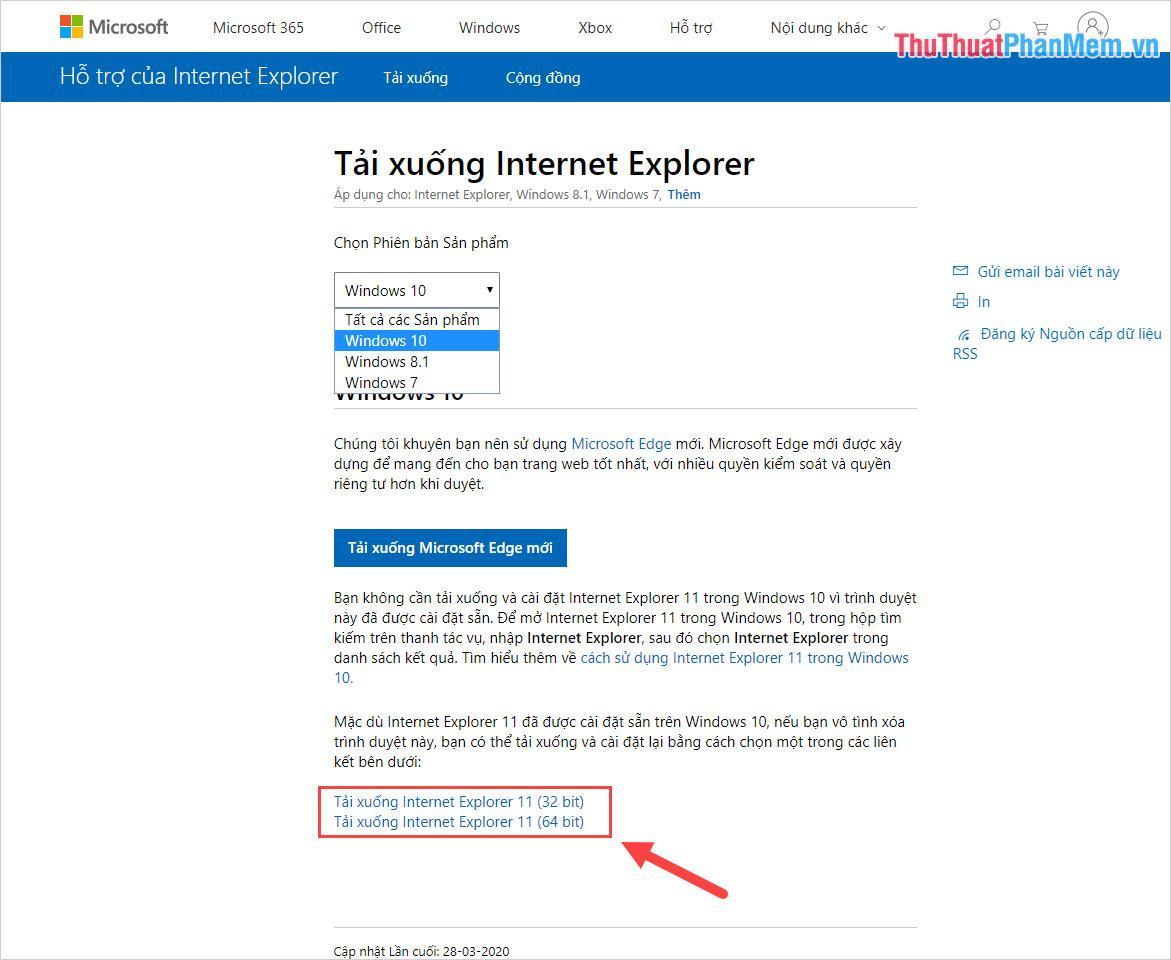 Chọn Tải xuống Internet Explorer