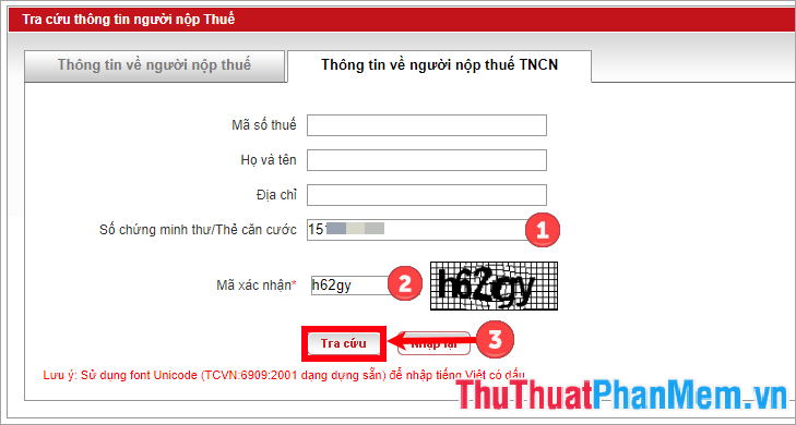 Chọn Thông tin về người nộp thuế TNCN, sau đó nhập các thông tin