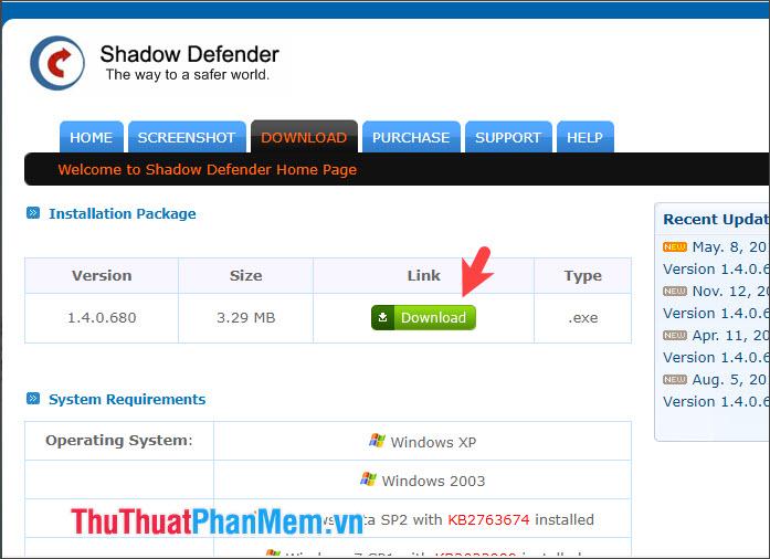 Click Download để tải về Shadow Defender