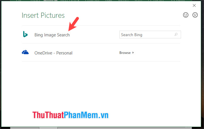 Click vào Bing Image Search để tìm kiếm hình ảnh với thư viện ảnh của Bing