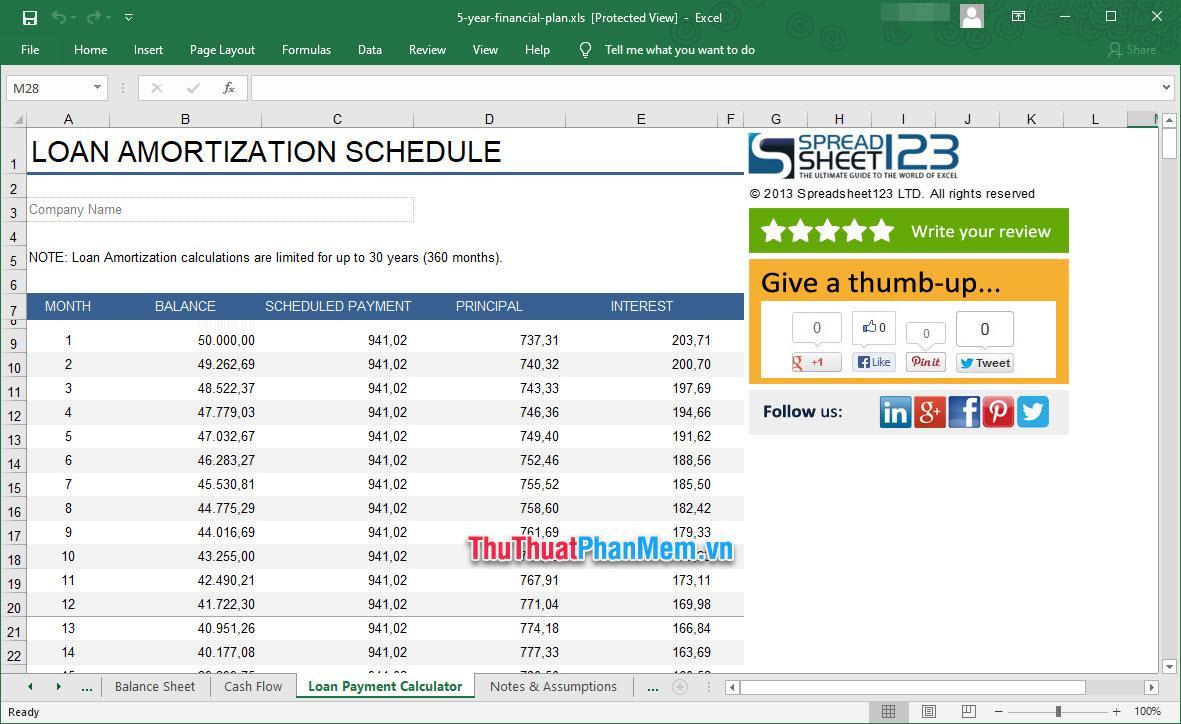 Demo Mẫu lập kế hoạch kinh doanh trên Excel 4