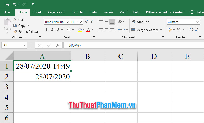 Định dạng thời gian của Excel