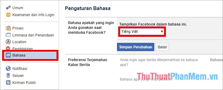 Đổi ngôn ngữ Facebook sang Tiếng Việt hoặc English