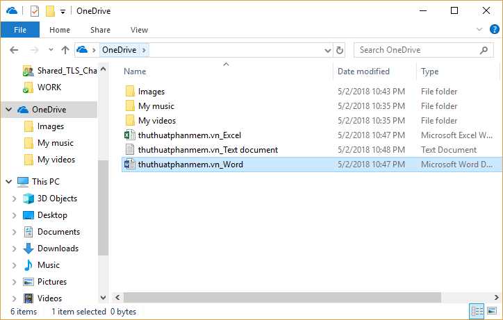 File bạn tạo sẽ được đồng bộ trực tiếp lên OneDrive