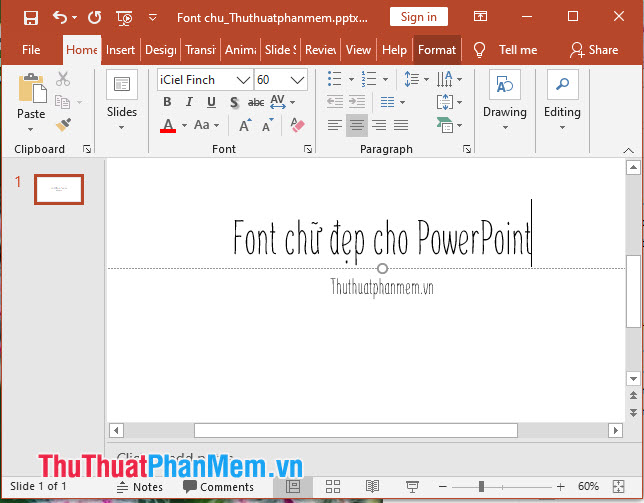 Font chữ PowerPoint iCiel Finch