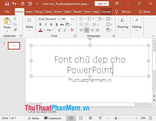 Font chữ PowerPoint iCiel Zitrone