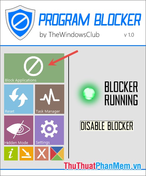 Giao diện của Program Blocker