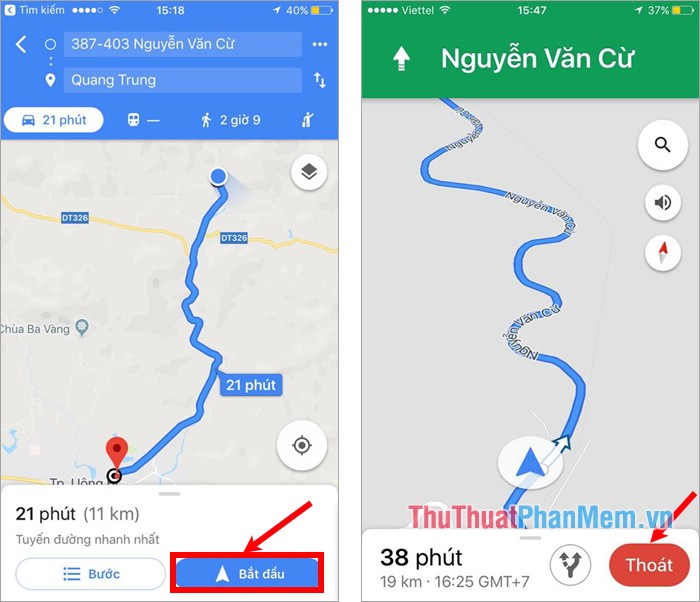 Google Maps sẽ hướng dẫn bạn chi tiết trong suốt lộ trình di chuyển
