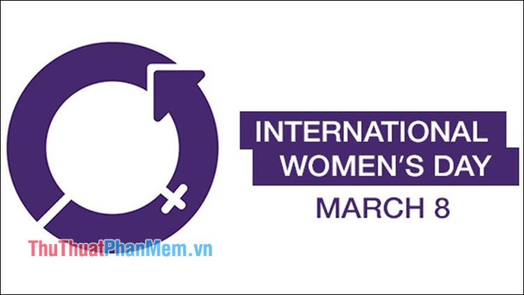 Hiện logo của ngày Quốc tế Phụ nữ là một vòng tròn màu tím có biểu tượng giới tính nữ bên trong