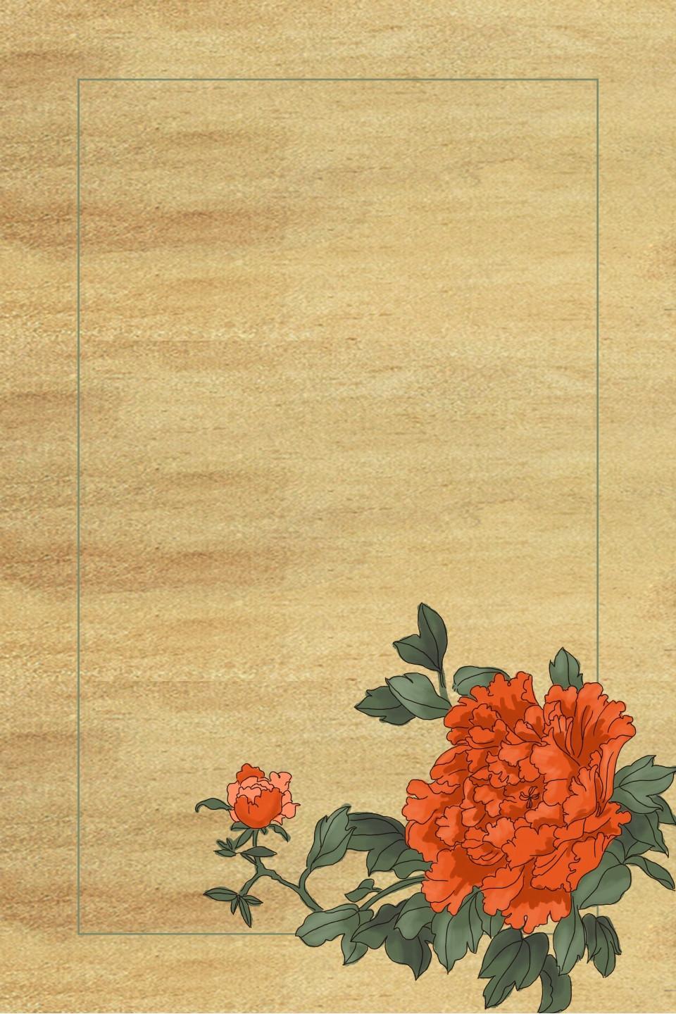 Hình ảnh background tờ giấy cũ hoa hải mẫu đơn