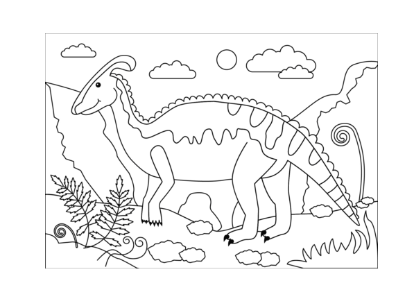 Hình tô màu khủng long trong rừng