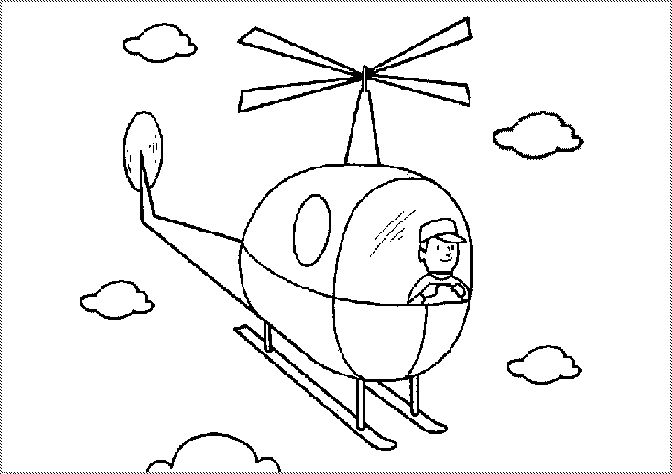 Hình tô màu máy bay trực thăng đẹp cho bé