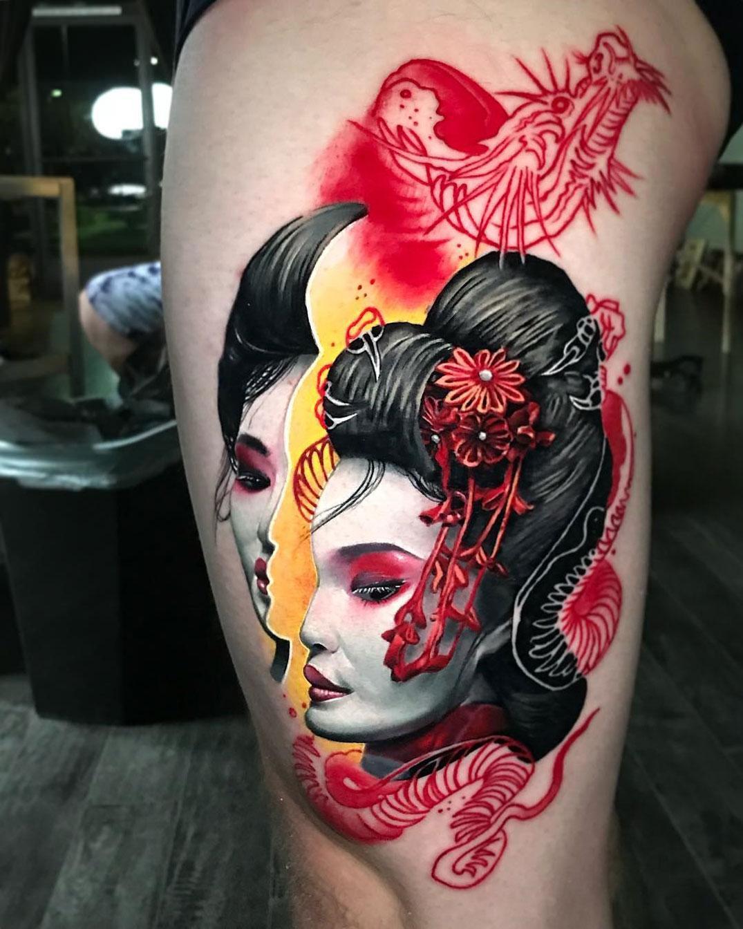 Hình xăm chân dung geisha