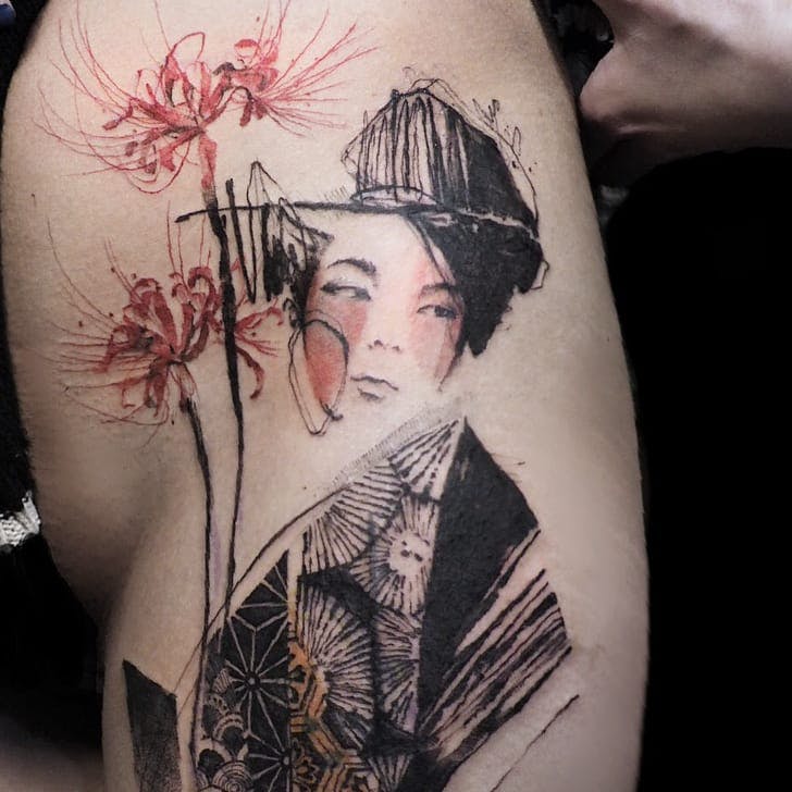Hình xăm nữ geisha đẹp