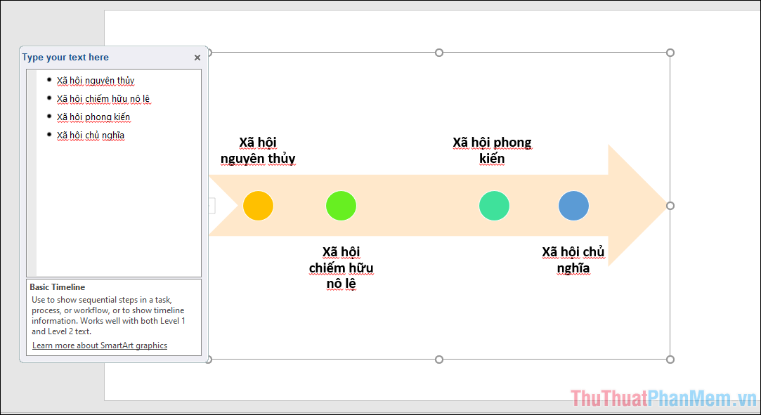 Hoàn tất việc sáng tạo biểu đồ thời gian, Timeline trên phần mềm PowerPoint