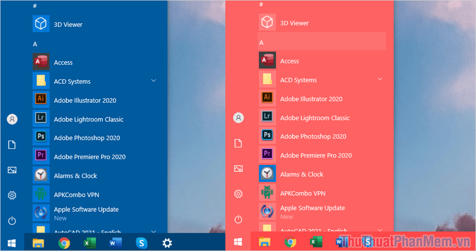 Hoàn tất việc thay đổi màu sắc của thanh Menu Start trên Windows 10