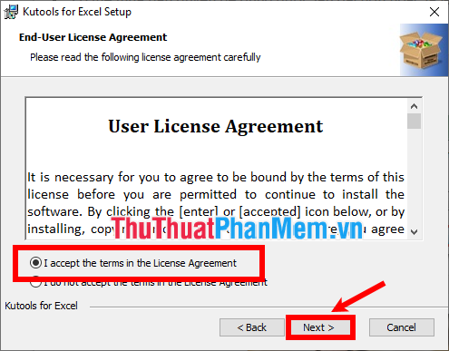 I accept the terms in the License Agreement