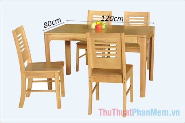 Kích thước bàn ăn hình chữ nhật