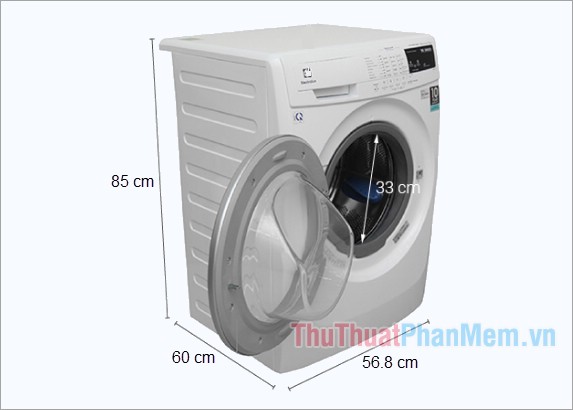 Kích thước máy giặt Electrolux Inverter 7.5 kg EWF10744