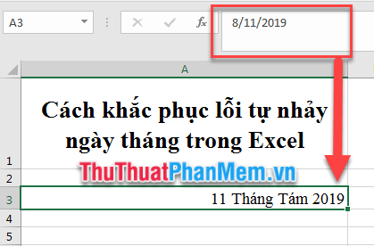 Lỗi tự nhảy ngày tháng trong Excel
