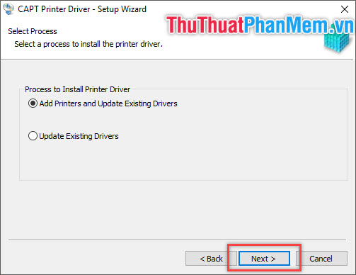 Lựa chọn Add Printers and Update Existing Drivers hoặc Update Existing Driver