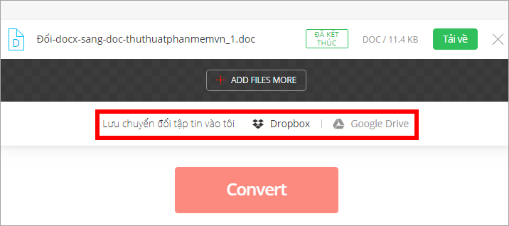Lưu trữ file vào dropbox hoặc google drive
