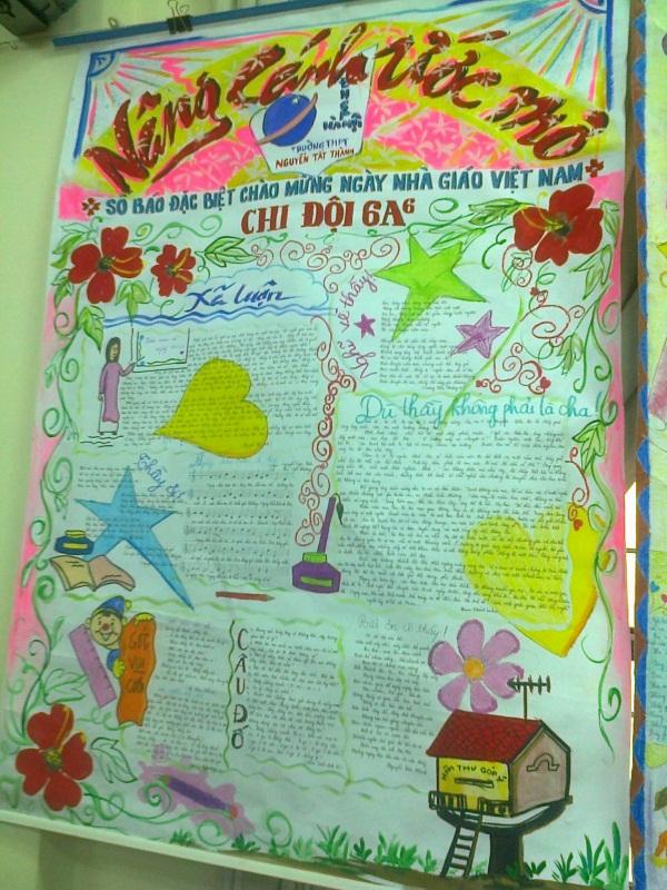 Mẫu trang trí bìa báo tường chào mừng ngày nhà giáo Việt Nam