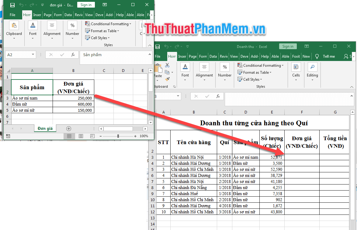 Mở 2 file Excel