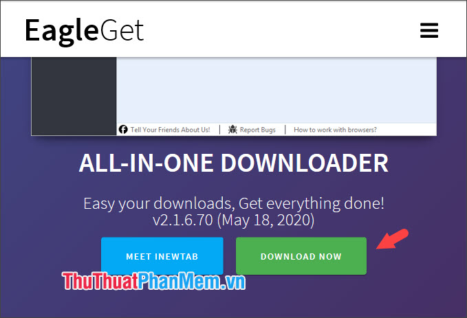 Nhấn vào Download Now để tải về máy tính phần mềm EagleGet