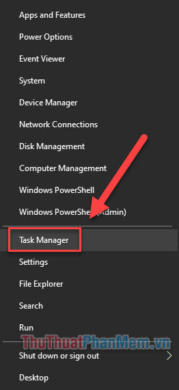 Nhấn Windows + X và mở Task Manager