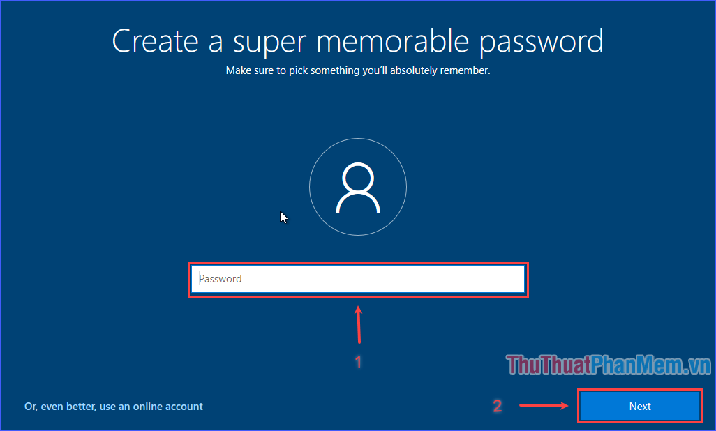 Nhập mật khẩu truy cập máy tính rồi ấn Next