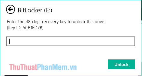Yêu cầu nhập Recovery Key trong file Backup